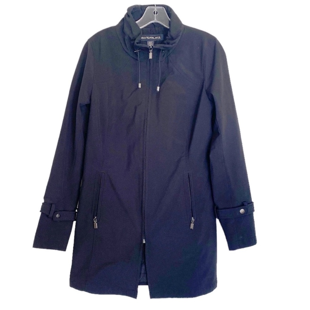 Kristen Blake Black Coat High Collar Zip Front Fall Winter Outerwear Women M HSH - Picture 4 of 16